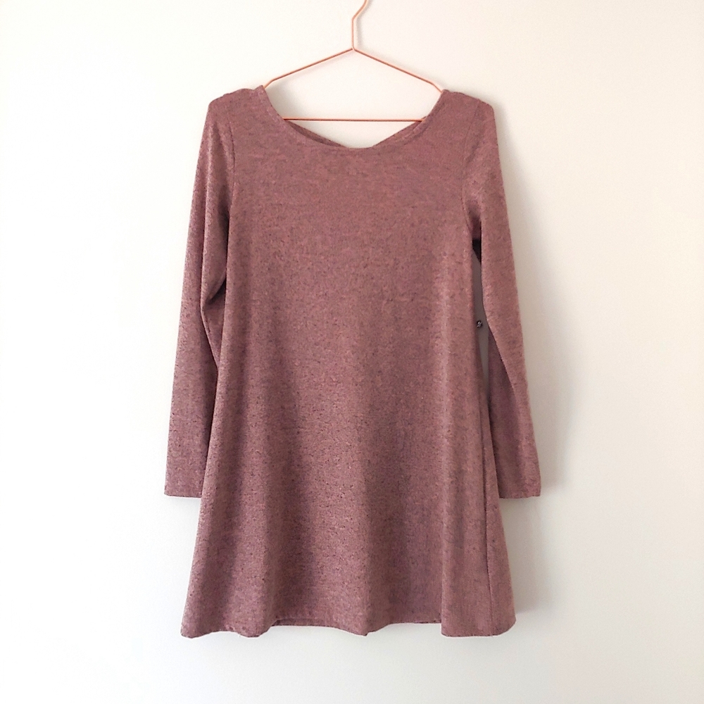 Francesca's pink long sleeve sweater tunic dress